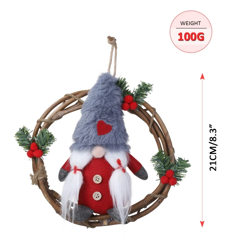 Плюшевый венок из ротанга рождественские гирлянды со шведским Сантой Tomte