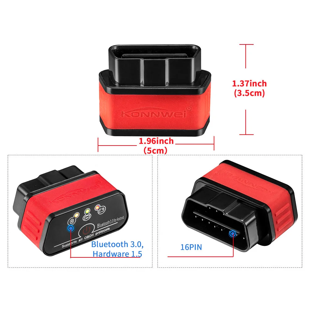 KW903 ELM327 Bluetooth 3.0 ODB II Car Diagnostic Tool Scanner Auto Detector Engine OBD2 Code Reader for Android Free Update | Автомобили и