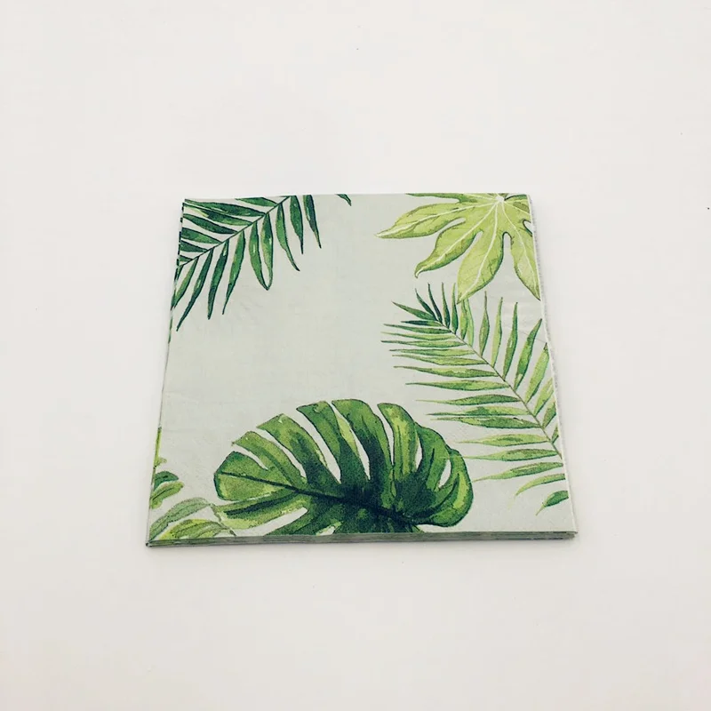 10 шт./упак. 33 см * бумажные салфетки с зелеными пальмовыми листьями для