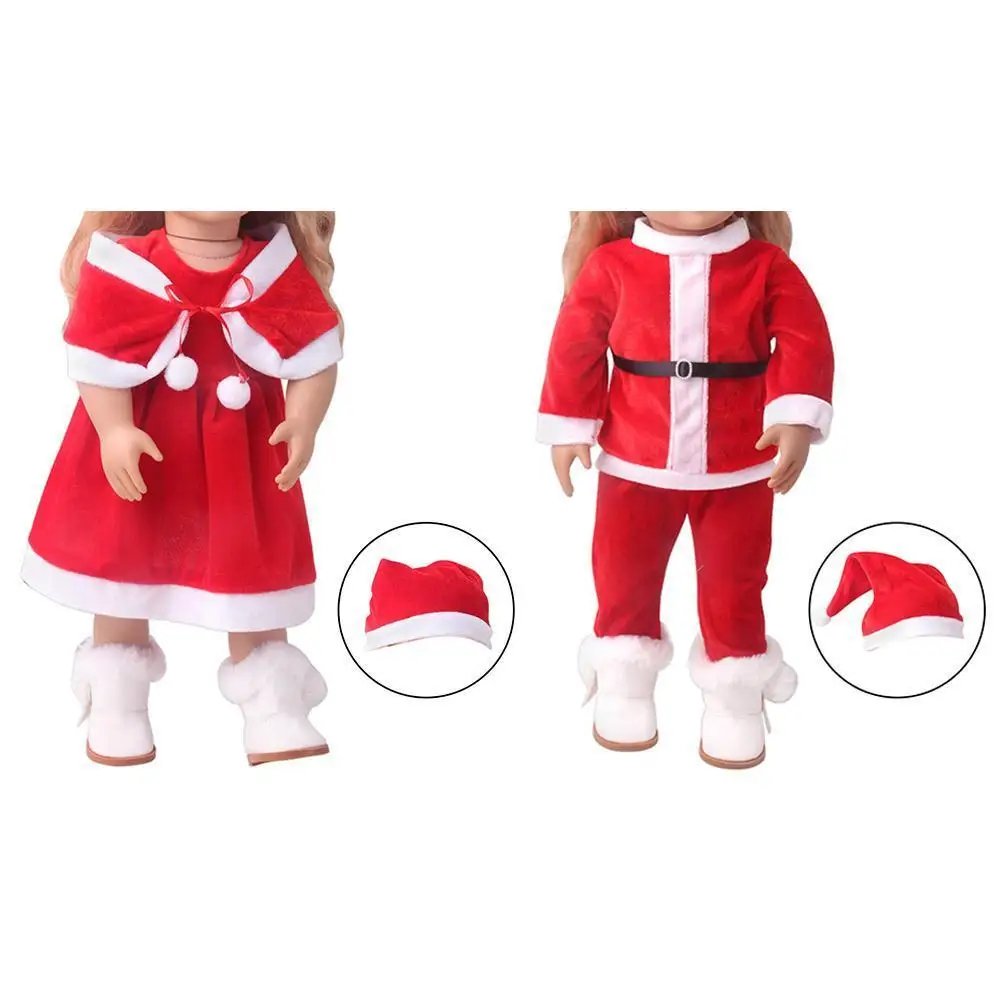 

1Pcs Santa Hat Dress Girl Doll Clothes Set Red Cute Dolls Clothes inch Christmas Suitable Costumes Doll For 18 A2P6