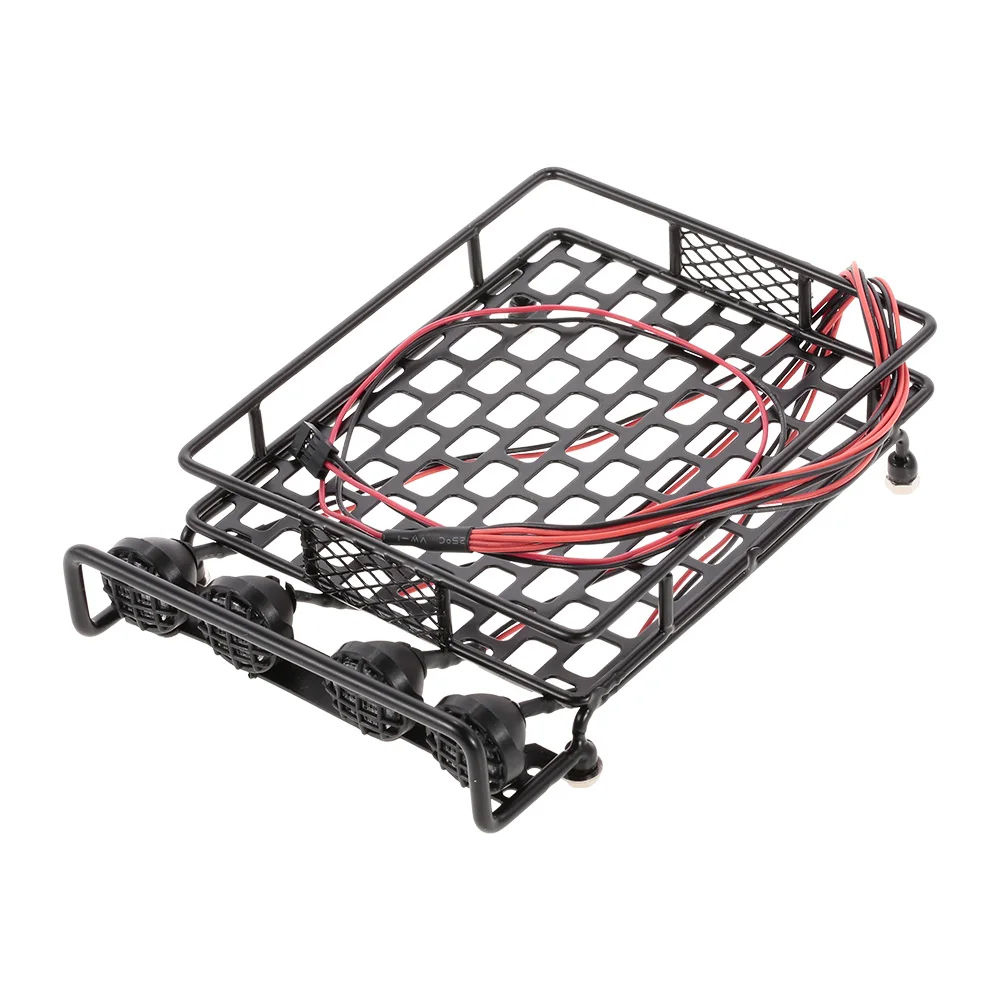 Metal Car Roof Carrier Rack with 4 LED Light Lamp Flashing Model for SCX10 90046 Traxxas RC4WD D90 CC01 RC Crawler | Игрушки и хобби