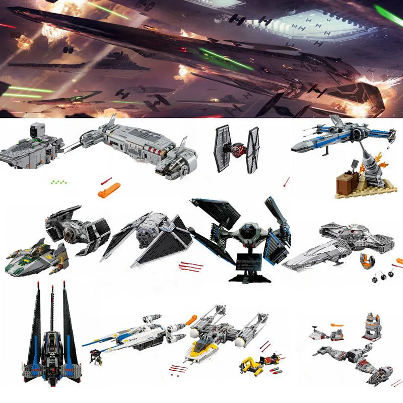 Серия Звездные войны фигурка истребителя блок X крыло Истребитель TIE Interceptor первый заказ транспортер игрушка "Звездные войны" Подарочные кубики