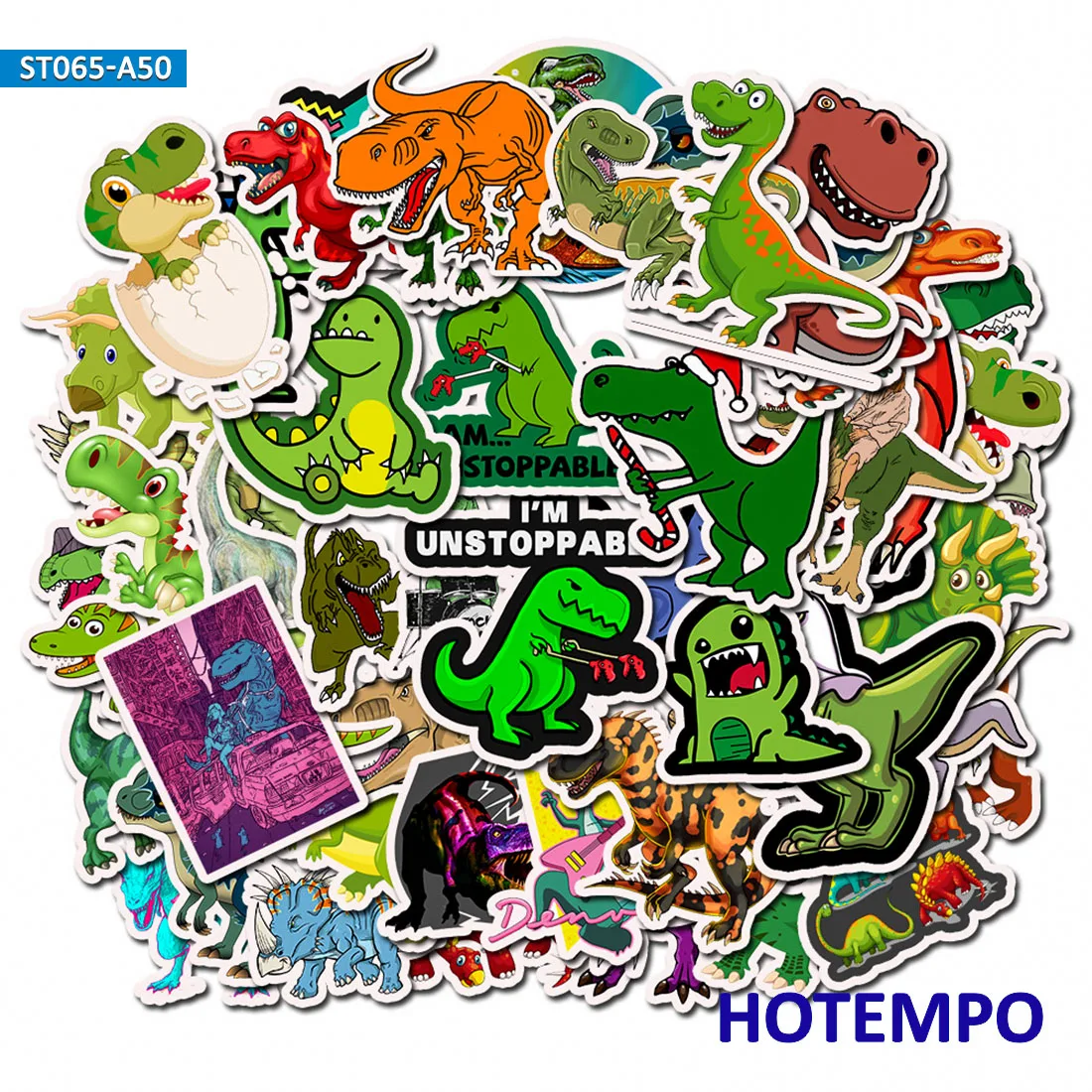 50pcs Cute Dino Anime Dinosaur Stickers for Boy Children Kids Gift Scrapbooking Stationery Mobile Phone Laptop Cartoon Stickers