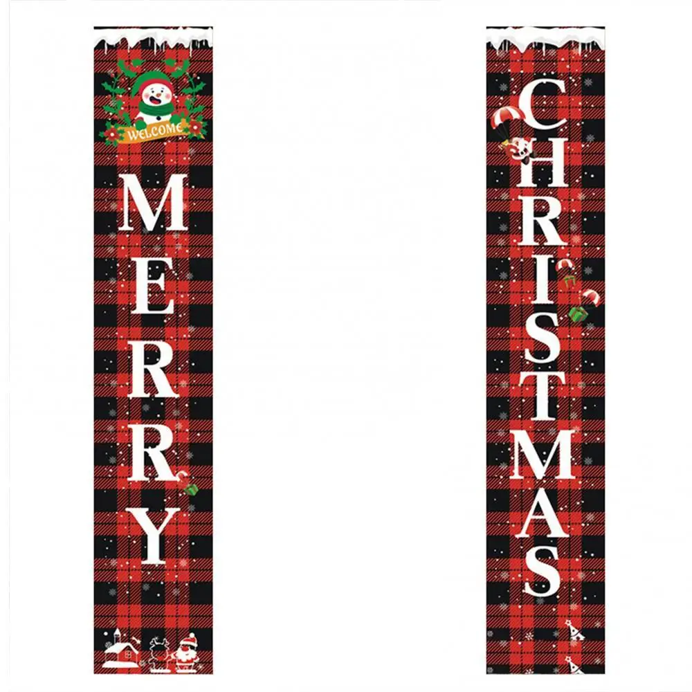 

Welcome Merry Christmas Hanging Flag Banner Couplet Indoor Outdoor Porch Sign Door Decoration Letters Print Oxford Cloth Couplet