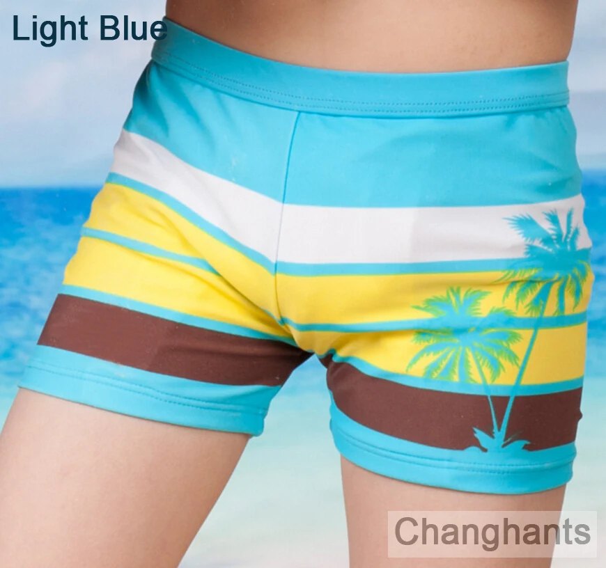 Плавки для мальчика синий с рисунком кокосовой пальмы детей от 6 до 8 лет Цельный