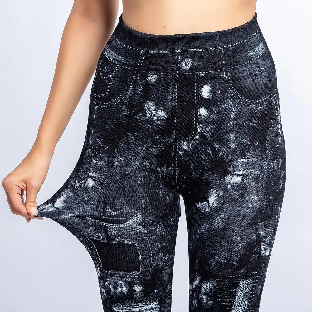 Женские леггинсы с принтом облегающие эластичные бесшовные эффектом пуш ап и