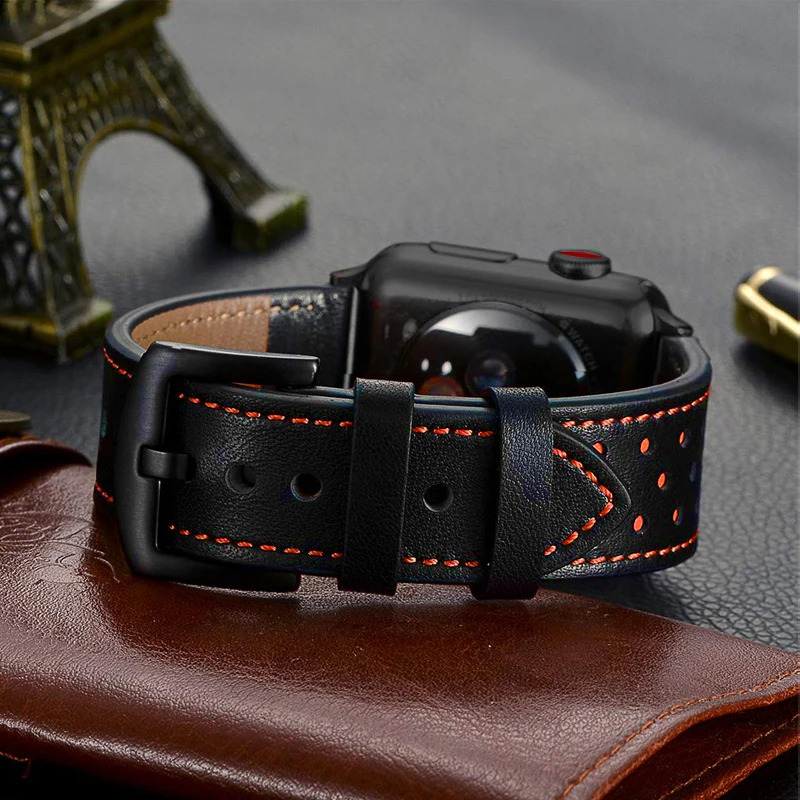 Ремешок из натуральной кожи для apple watch band 44 мм/40 мм 42 38 браслет iwatch pulseira SE/6/5/4/3/2