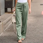 Женские брюки до щиколотки, из льна и хлопка, летние зеленые брюки в стиле Харадзюку, 2020, однотонные брюки кэжуал