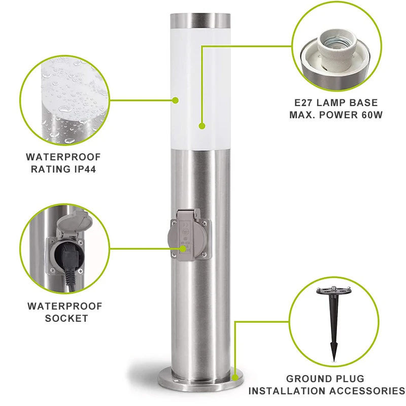 Садовый светильник с 2 евророзетками 3680 Вт энергетическая колонка