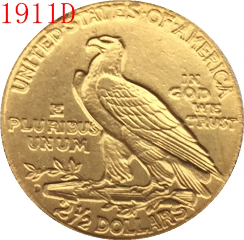 

24-K gold plated 1911-D $2.5 GOLD Indian Half Eagle Coin Copy