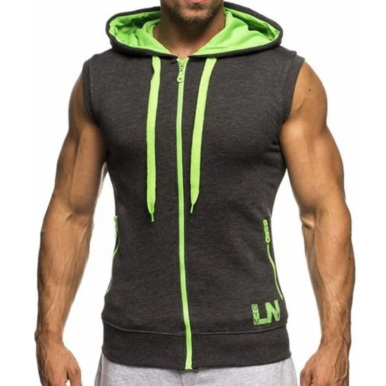 Zogaa модные спортивные костюмы для фитнеса бодибилдинга без рукавов с капюшоном