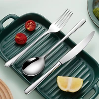 thick stainless steel dinnerware spoon serrated steak knife fruit salad fork tableware food cutlery home kitchen accessories