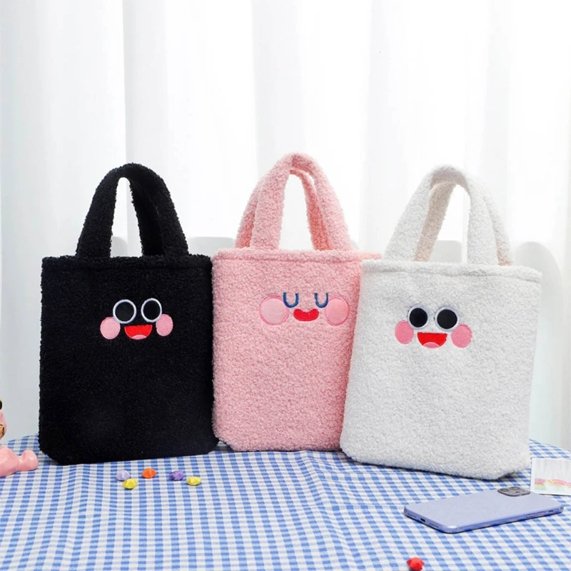 

Tote Handbag Cute Plush Cartoon Storage Bag for School Shopping Traveling D0UD