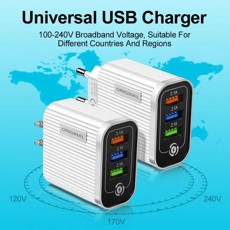 

EU/US Plug USB Charger Quick Charge 3.0 Phone Adapter for iphone 12 Pro Huawei Mate 30 Tablet Portable Wall Mobile Fast Charger