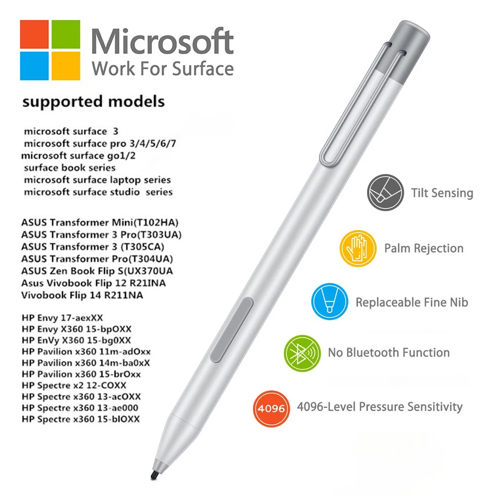 

Stylus pen for Microsoft Surfac Go Pro7/6/5/4/3/Book Go electronic pen stylus 4096 pressure sensitivity