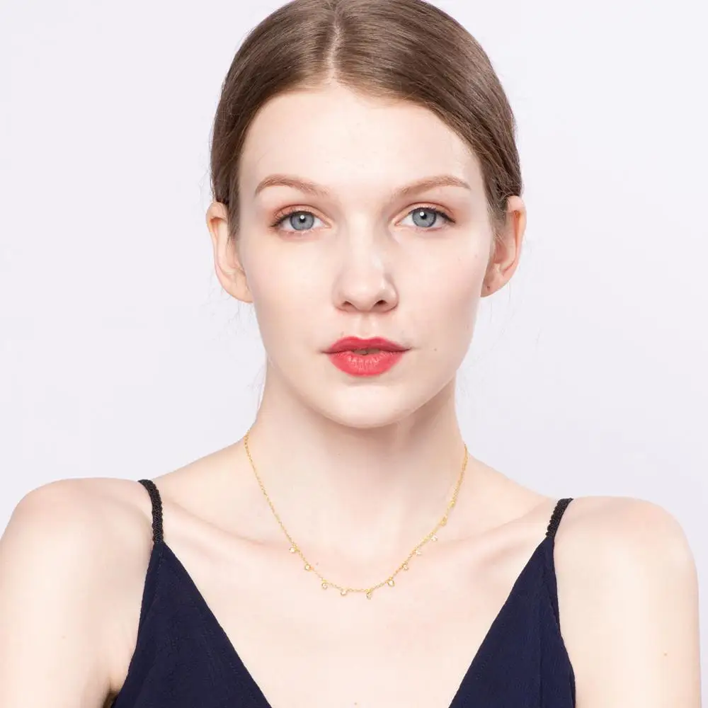 ?? 925 スターリングシルバーファッションジュエリーキュービックジルコニア繊細なウェディングブライダルチョーカーネックレス女性女の子のための 10 個ロット卸売