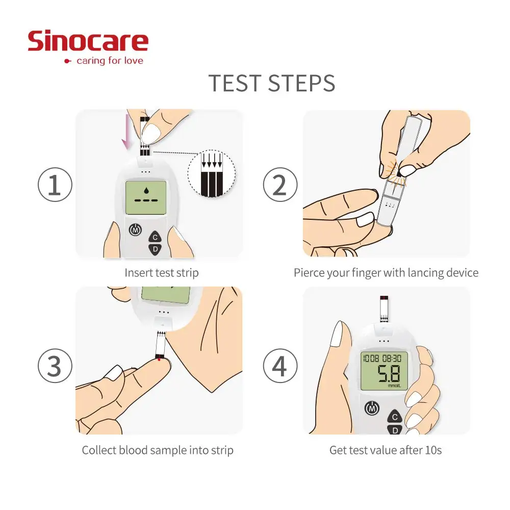 Тест-полоски и Ланцеты для глюкометра Sinocare Safe-Accu | Красота здоровье
