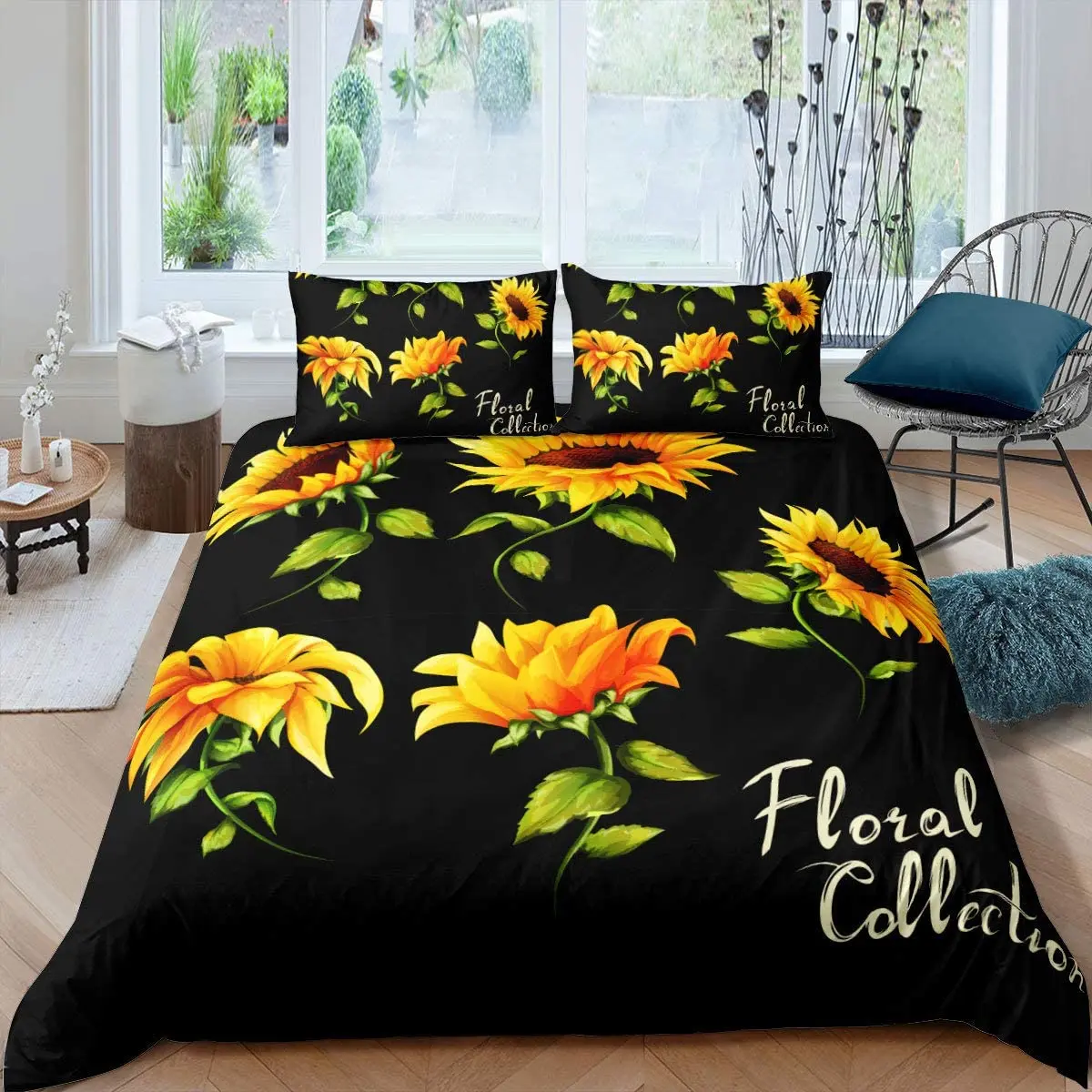 

Sunflower Butterfly 3D Luxury Comforter Bedding Set Kids Adult Duvet Cover Set King Queen Double Full Single Size Home Dropship