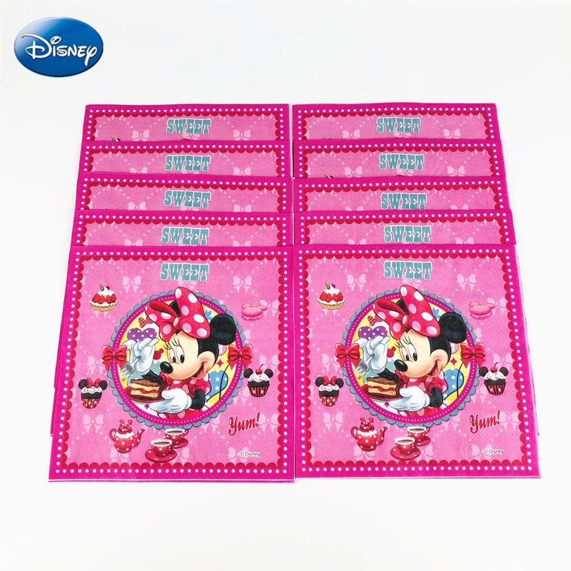 

Hot 56pcs Disney Minnie Mouse Disposable Tableware Kids Girls Birthday Party Decoration Paper Plate+Cup+Napkin+Straws Supplies