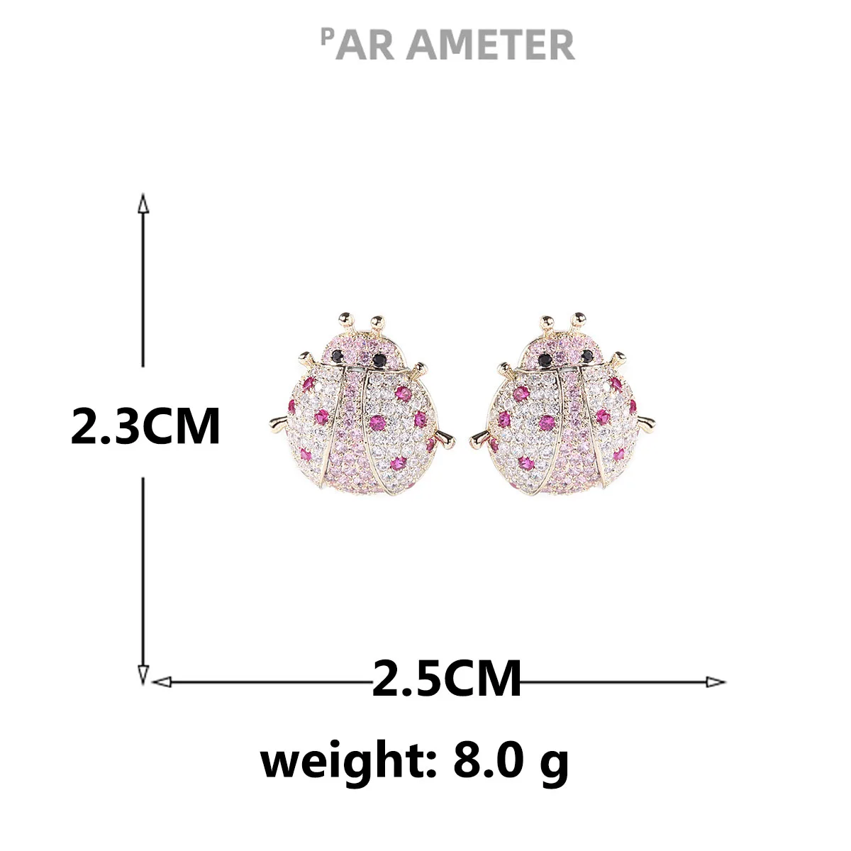 

S925 Silver Needle Fashion Jewelry Personality Advanced Color Crystal Ladybug Earrings Lovely Beetle Insect Lady Earrings