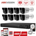 Hikvision IP Security Kit 4K 8CH POE NVR Hikvision POE IP Camera 4MP DS-2CD1043G0-I наружная безопасность 30m IR Plug and Play H.265