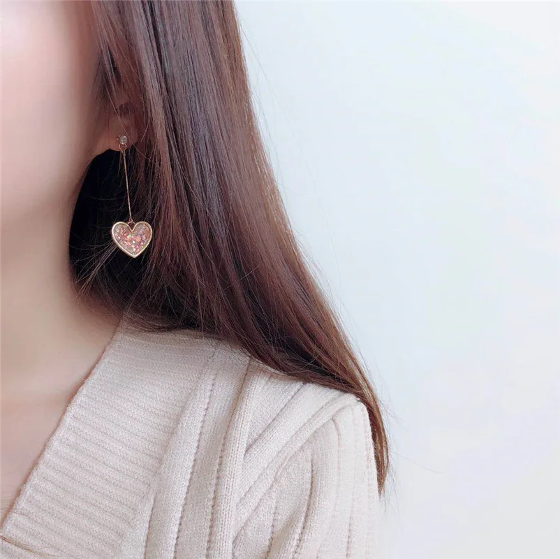 Женские модные популярные серьги в форме сердца длинные ювелирные изделия