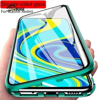 360 magnetic adsorption metal case for xiaomi redmi note 10 9 8 7 pro 9a 8a mi 11 10 poco x3nfc f2pro mi note10 lite glass cover