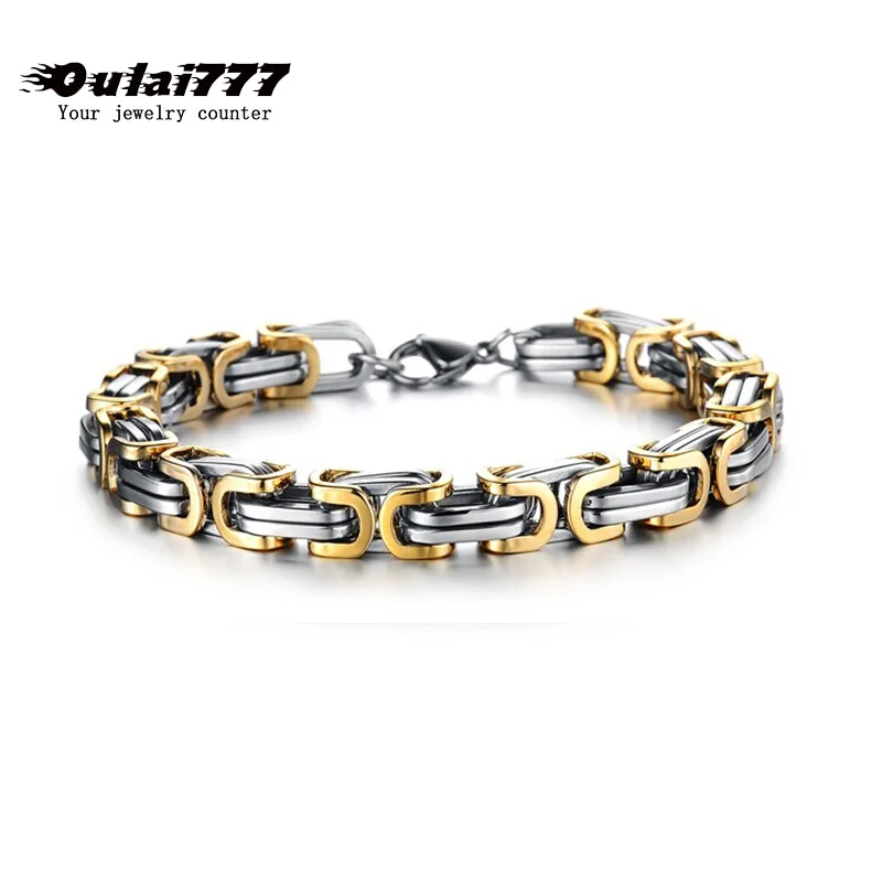 

2019 stainless steel men Byzantium bracelet on hand link chain male accessories mens charm strand bracelets hip hop rock style