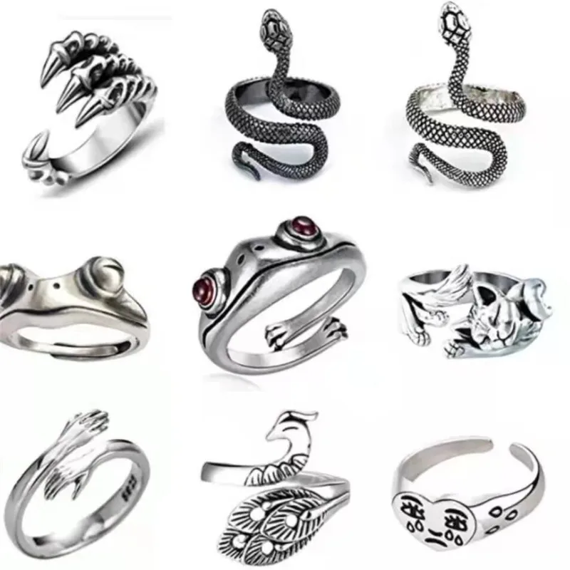 

Retro Gothic Frog Golden Toad Ring Old Retro Open Ring Punk Trend Animal Joint Couple Ring
