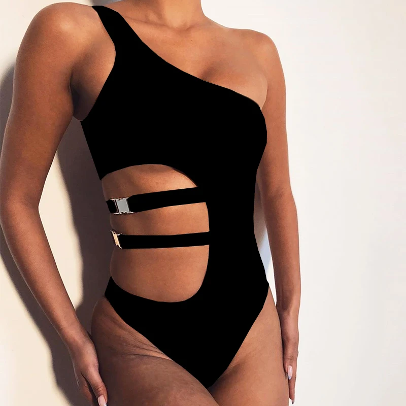 Винтажное боди на одно плечо монокини купальник с узором зебры слитный женский