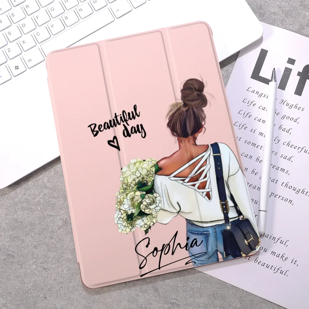 Fashion Girls Name Custom Case for iPad 8th Generation Pro 12.9 2021 Mini 5 10.2 7th Pro 11 Funda 2020 Air 4 Case Air 2 6th