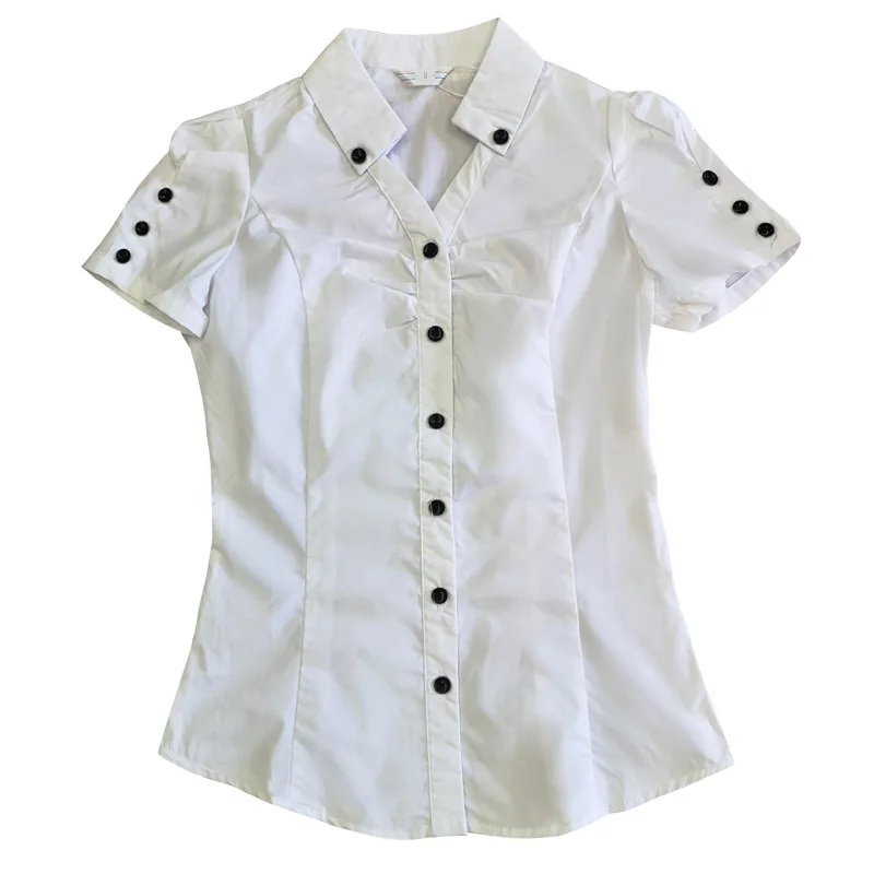 Рубашки женская рубашка топы с коротким рукавом белая офисная блузка для женщин