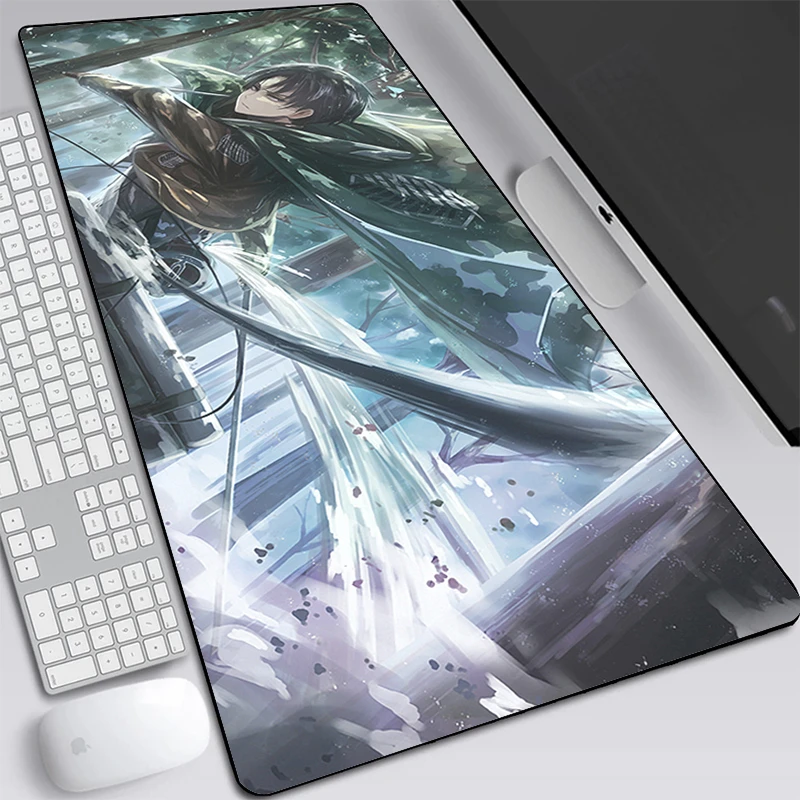attack on titan anime xxl gaming padmouse large lock edge mouse pad computer mousepad 90x40cm gamer laptop keyboard mouse mats free global shipping