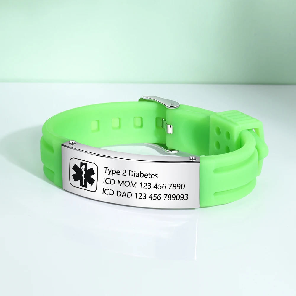 Браслет с гравировкой медицинский оповещением идентификацией диабетом