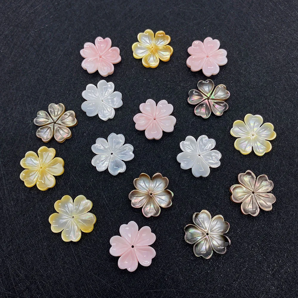 

Natural Shell Flower DIY Jewelry Making Bracelet Hair Clips Brooch Earring Charms Accessories Carved Six Petal Flower Shell Bead