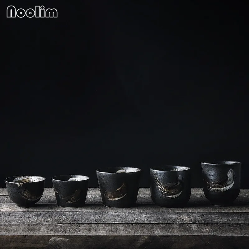 Черная чайная чашка в японском стиле керамическая кунг-фу с ручной росписью