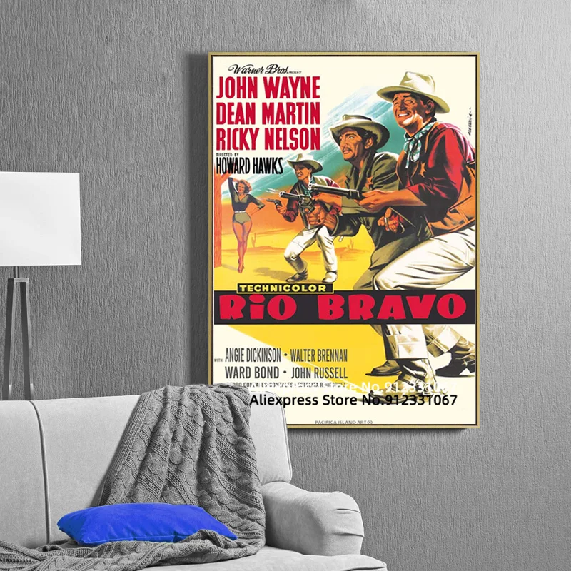 Rio Bravo - Starring Джон Уэйн Дин Мартин Рикки Нельсон-Винтажный Фильм Плакат на camvas