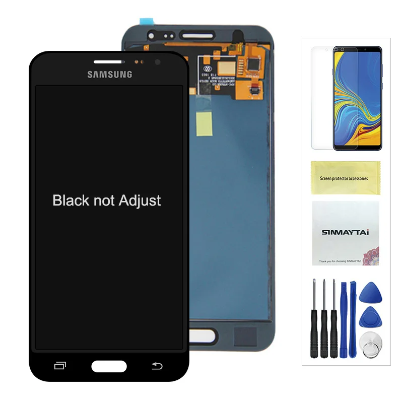 Not adjustable Black Teat J320 lcd для samsung Galaxy J3 J320 J320F SM-J320F дисплей кодирующий преобразователь сенсорного экрана в сборе Замена Бесплатный подарок - Цвет: Not adjustable Black