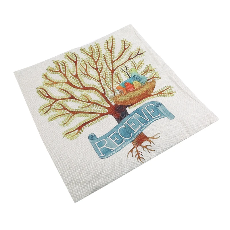 1 Pc Europe And The United States Retro Hot Tree Bird Figure Hug Pillowcase Cushion Cover To Map Custom Creative Home Gifts | Дом и сад