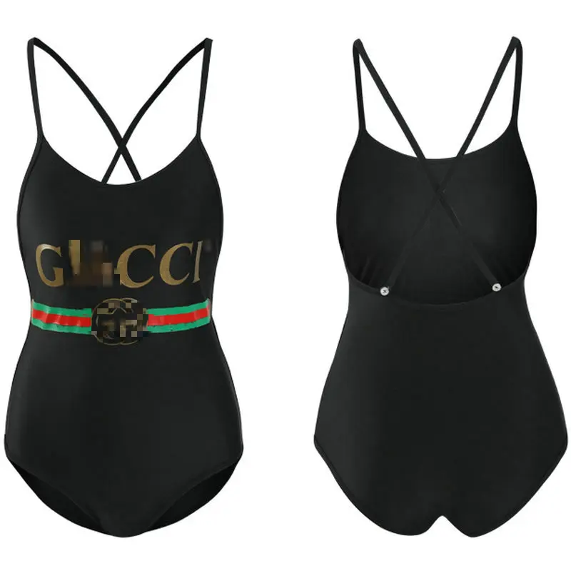 

Women's Swimsuit Bikini One Piece Set 2021 Swimwear Summer Clothes Beach Cover Up Sexy Letter Print Fashion Bodysuit New Arrival