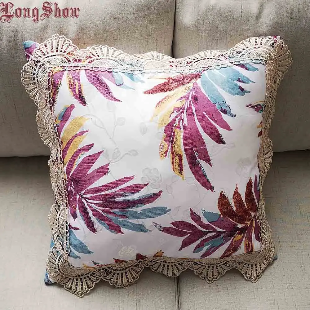 LongShow 45x45 см, квадратный чехол для подушки, красный, розовый, белый цвет, декоративная подушка для дома, креативный Ретро Европейский стиль, жаккардовый чехол для подушки - Цвет: Фиолетовый