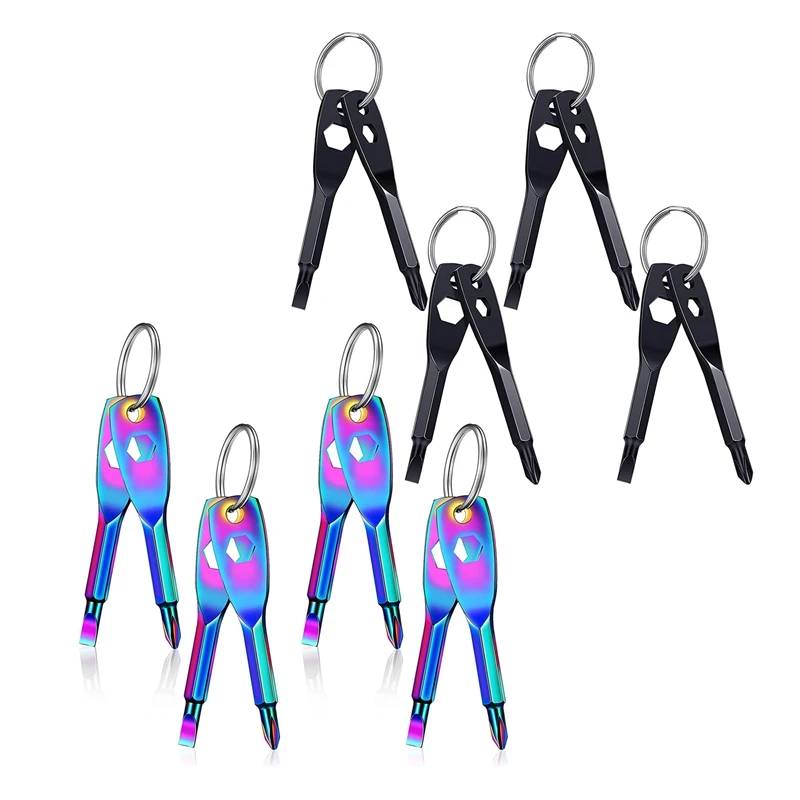 

4 Sets Keychain Screwdriver Tools 4-In-1 Screwdriver Keychain Flathead And Crossed Key Screwdriver Tool