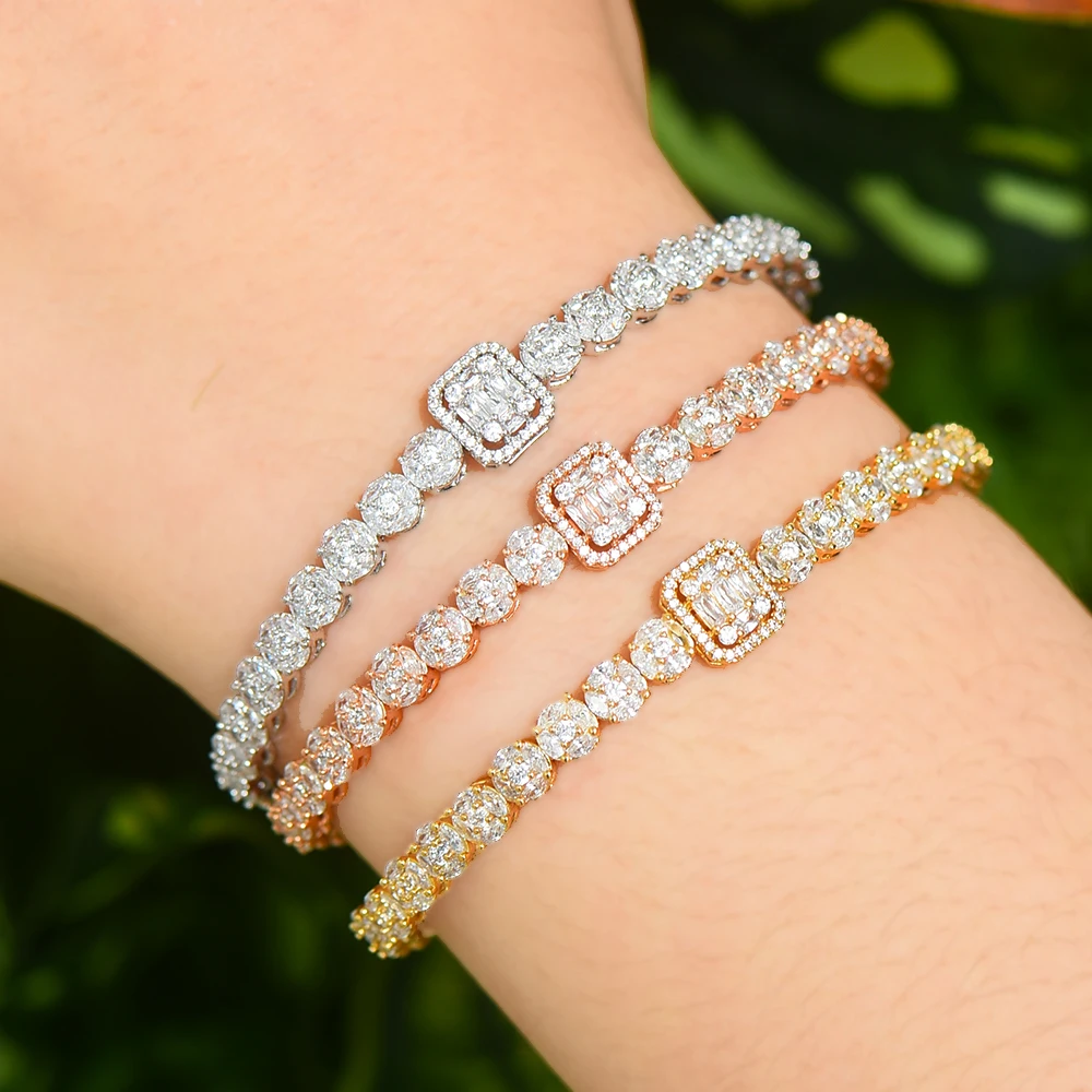 Набор женских украшений GODKI роскошный квадратный браслет и кольцо с фианитом