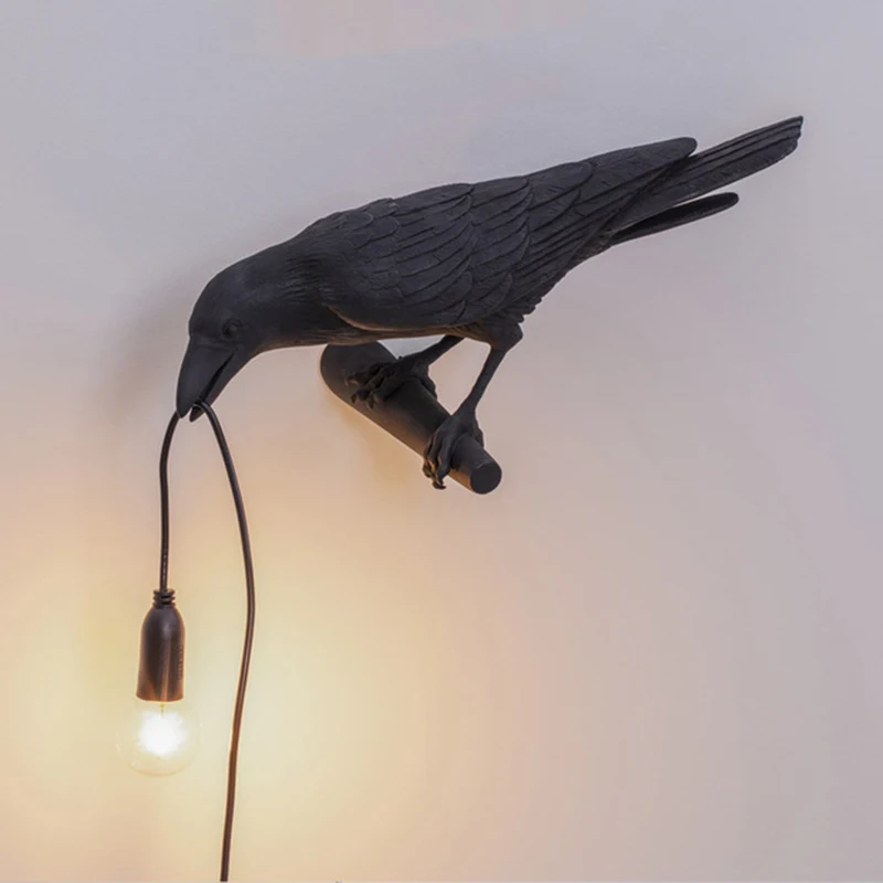 

USB Birds Table Lamps Bedroom Resin Crow Desk Lamp Bedside Light Wall Sconce PI669