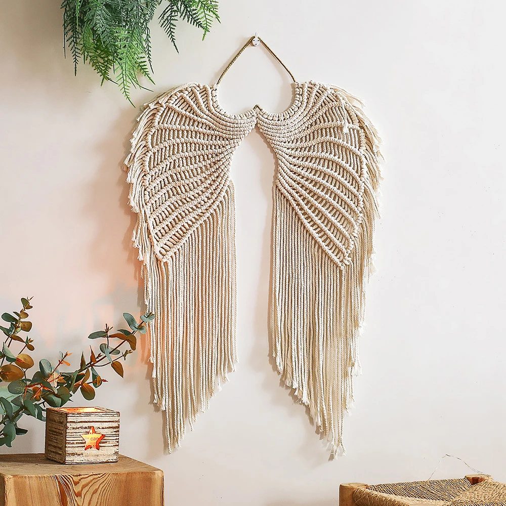 

Macrame Wall Hanging Boho Tapestry Angels Wing Woven Bohemian Wall Decor Home Decoration For Apartment Bedroom Living Room