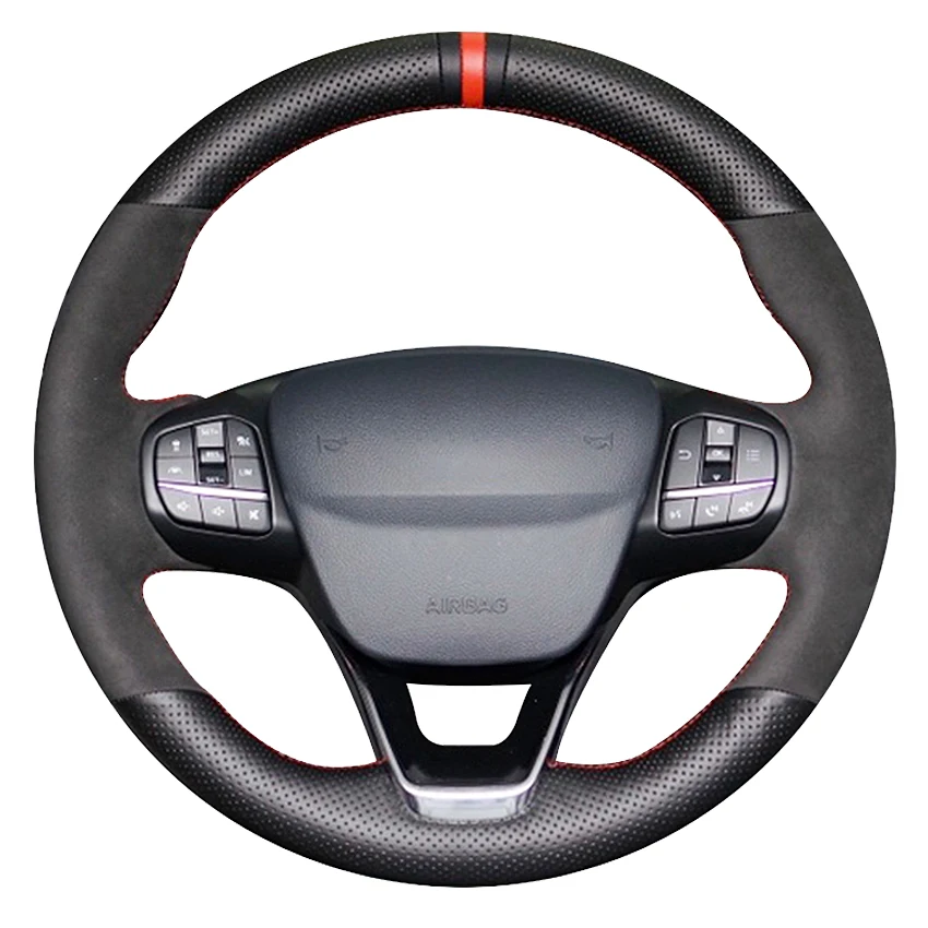 Черный замшевый чехол из натуральной кожи для Ford Focus 4 Escape 2019 2020 Fiesta Tourneo 2018-2020 Puma -