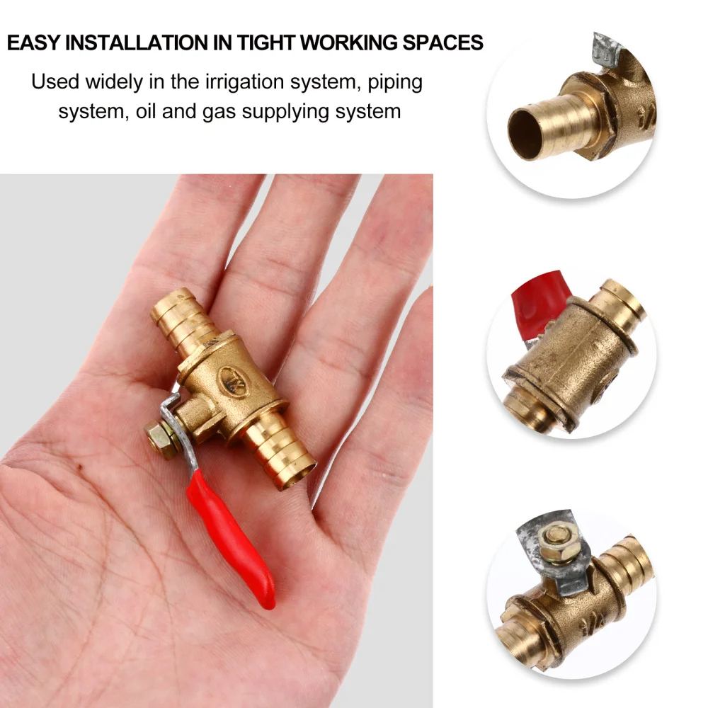 

4Pcs Brass Practical Durable Pipe Shut Off Switch Hose Barb Tubing Fitting Coupler