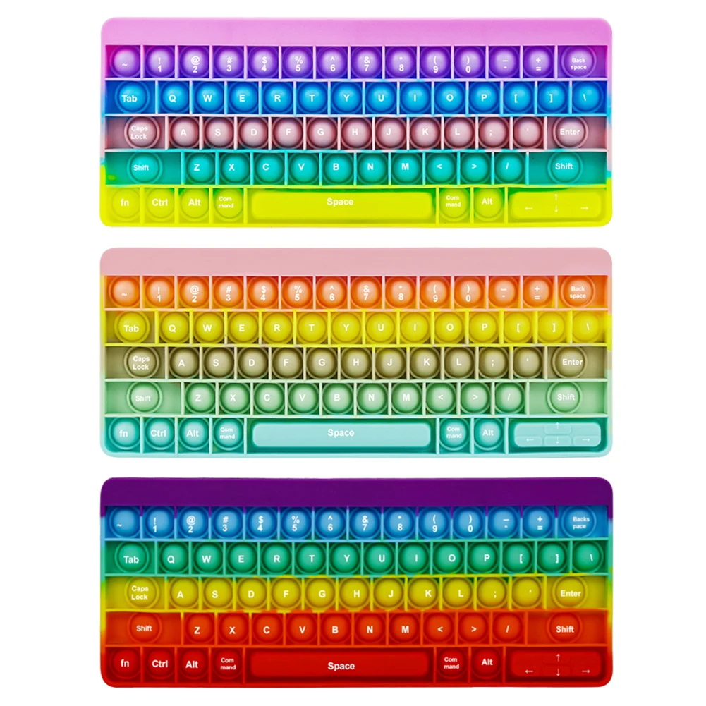 

Silicone Keyboard Rainbow Colors Push Bubble Sensory fidget Autism Toys Stress Relieve for Adults Kids Decompression Toys Gift