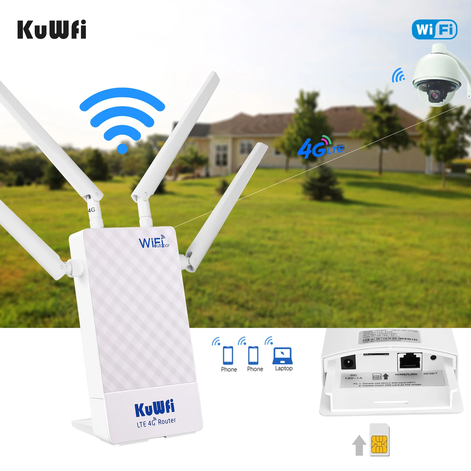 KuWFi открытый роутер 4G LTE sim карта водонепроницаемый WiFi Sup порт сопоставление DMZ