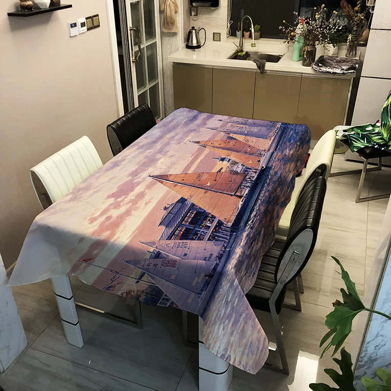 

Waterproof household printing urban street scene pattern washable tablecloth